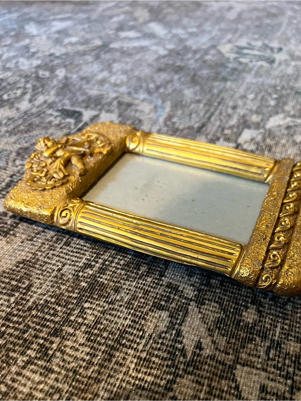 Vintage Gold Cherub Cupid Picture Frame 1990s Hollywood Regency 3.5 x 5” Photo